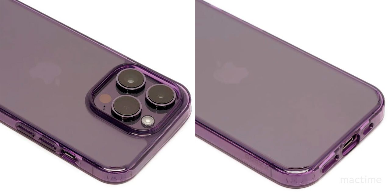Прозрачный чехол-накладка K-DOO Guardian для iPhone 14 Pro с фиолетовыми гранями